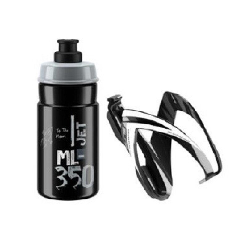 ELITE Láhev s košíkem set CEO šedo-černé logo, 350 ml